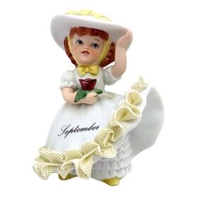 Josef Originals September Girl Figurine Japan Birthday Month Vintage 4"